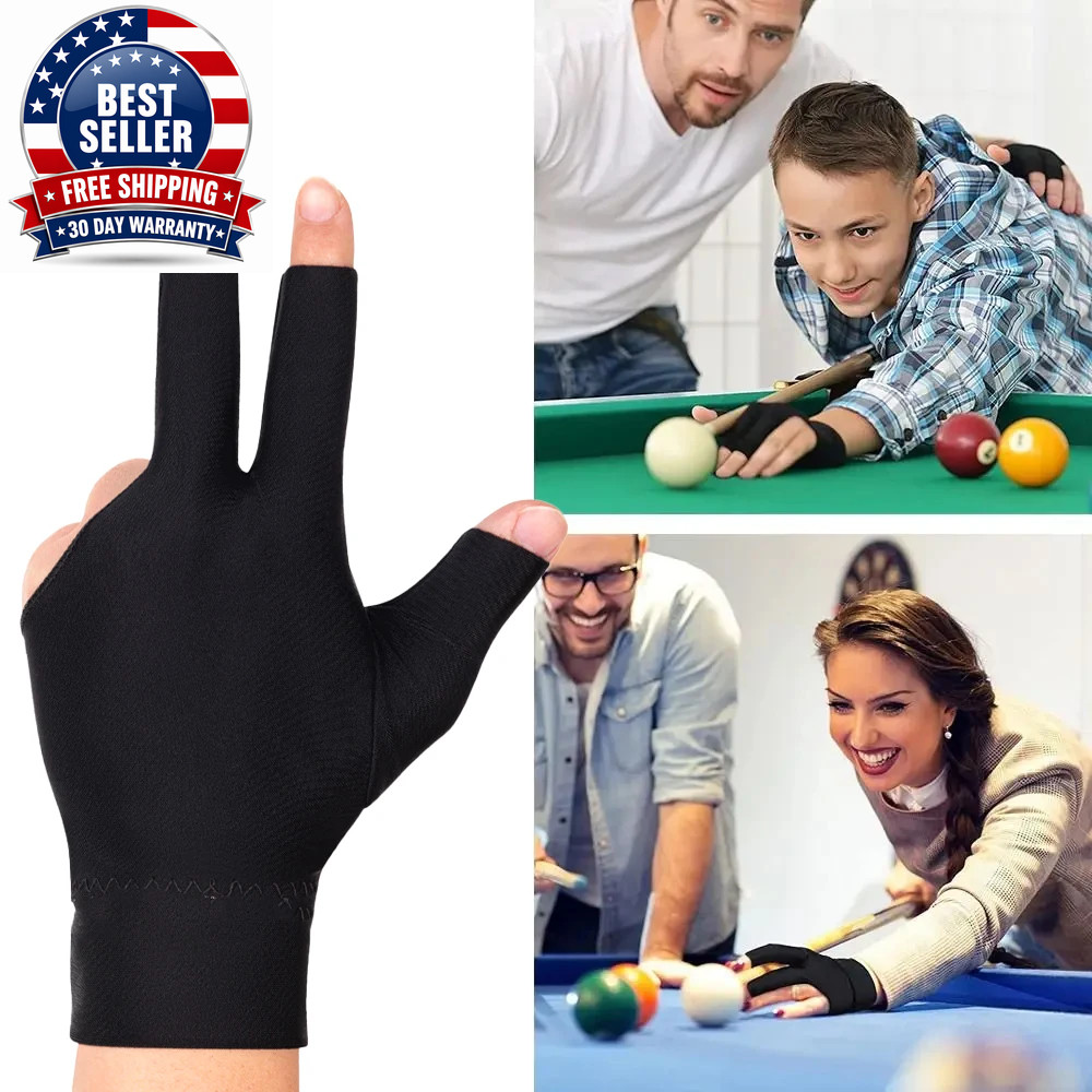 Billiard Pool Gloves for Men and Women, Left Hand, 3 Finger, Splicing Process, S