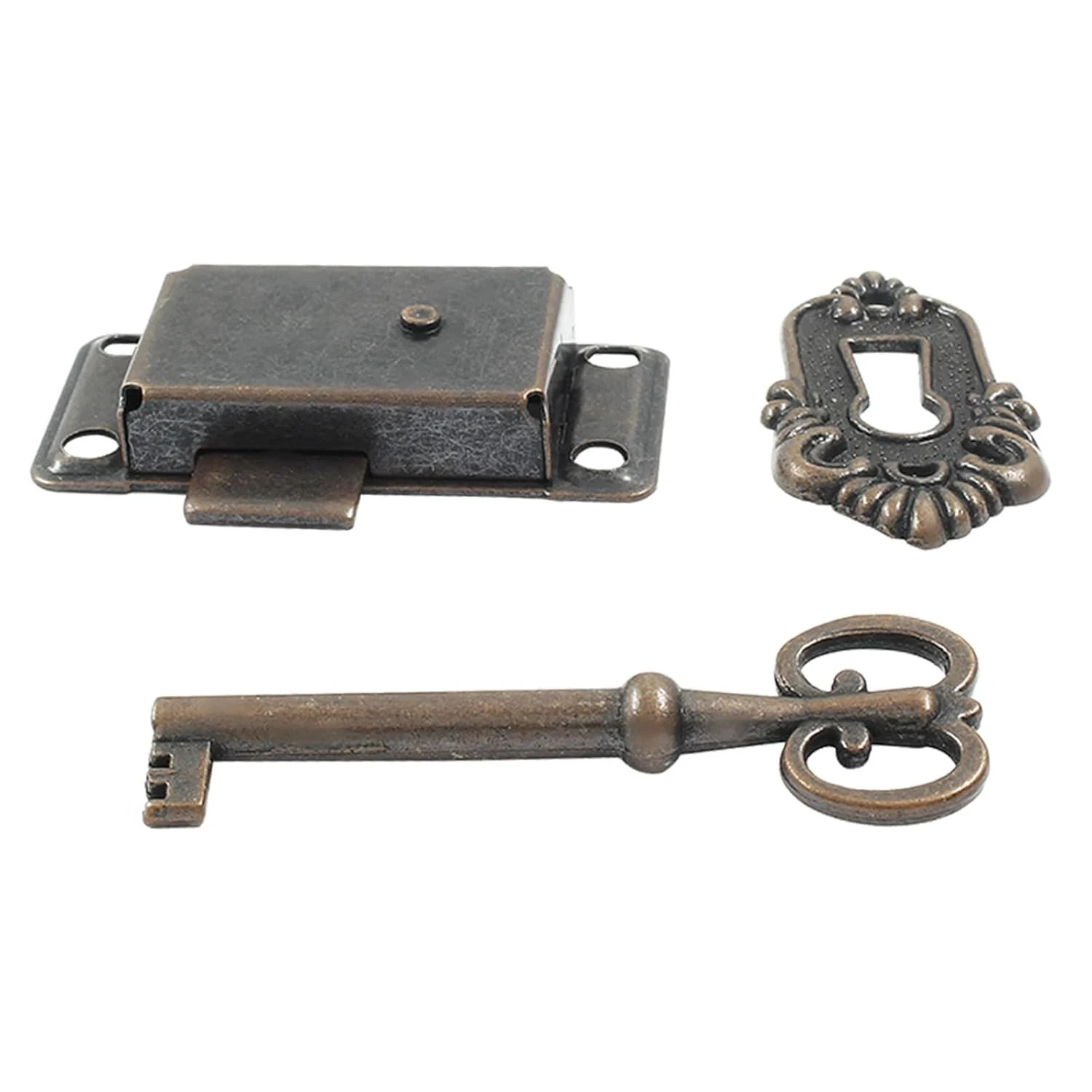 2Pcs Antique Cabinet Lock Vintage Lock,Curio Furniture Cabinet Lock and Key,Non-
