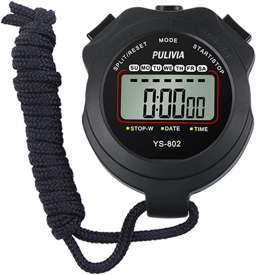 Stopwatch Timer Lap Split Digital Stopwatch With Clock Calendar Alarm, Large For