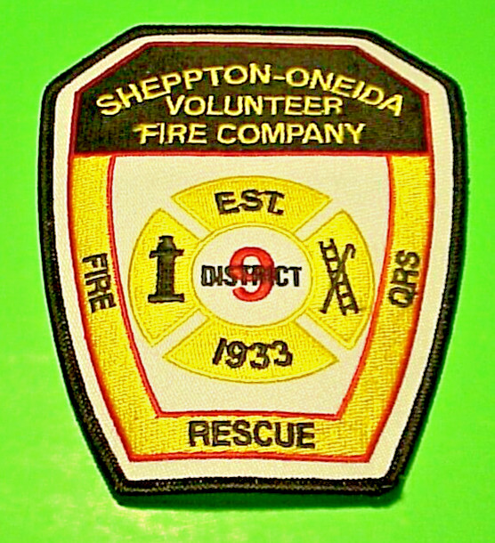 SHEPPTON-ONEIDA  PENNSYLVANIA  EST. 1933  5"  FIRE DEPT  PATCH  FREE SHIPPING!!!