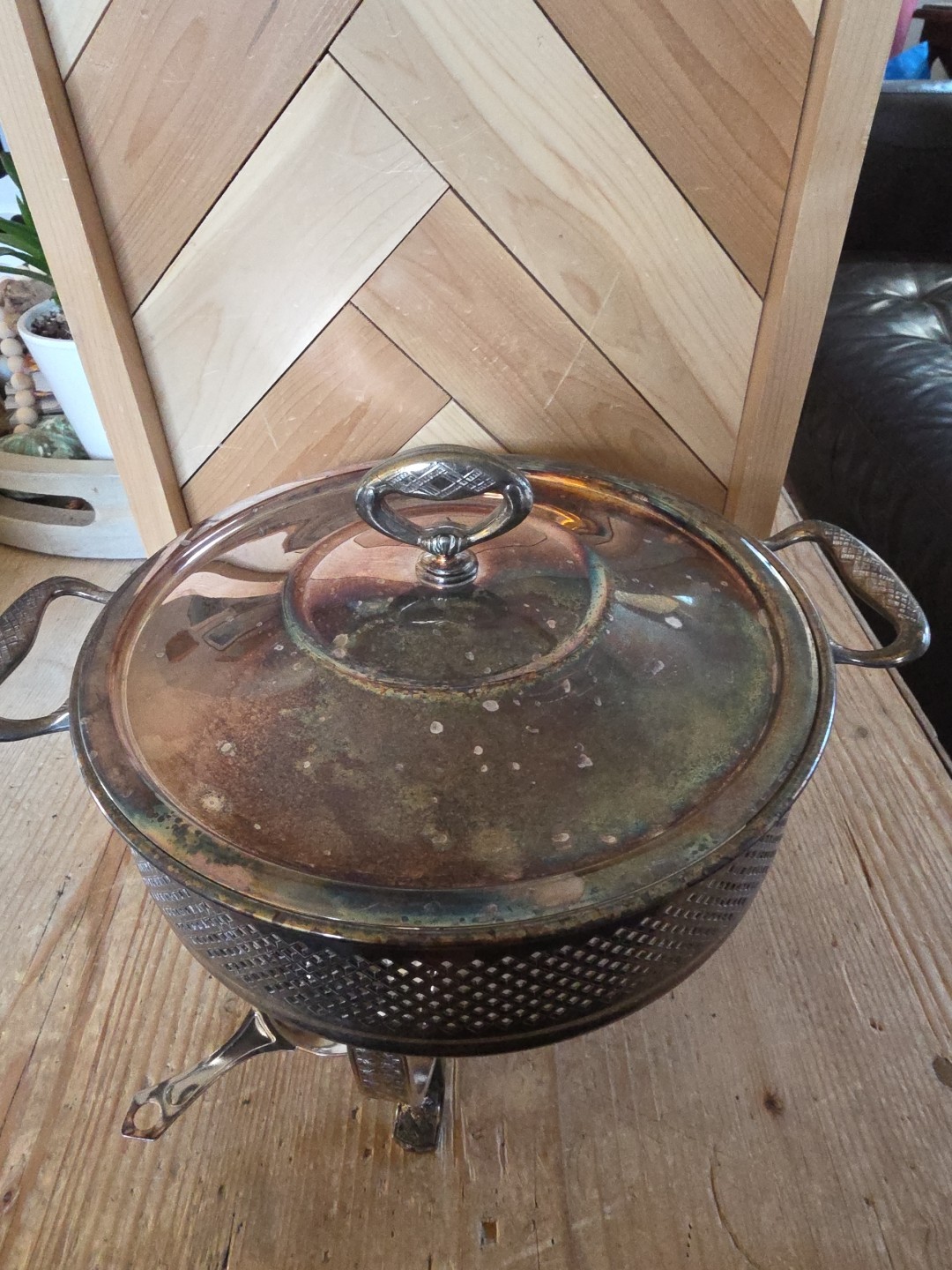Vintage Silverplate Chafing Serving Set, No Glass Insert