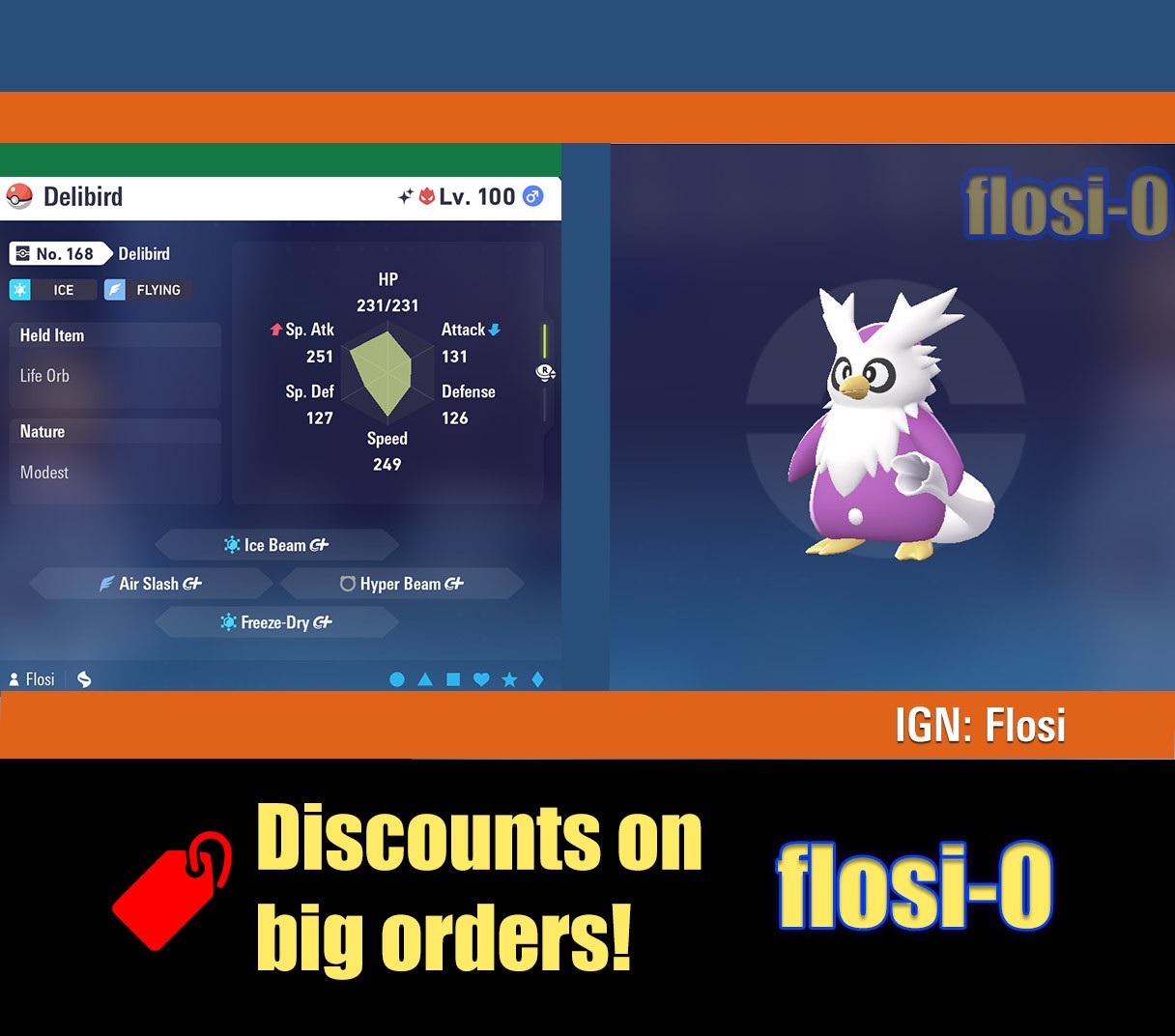 6IV Shiny Delibird Pokemon Legends ZA (Legends Z-A)
