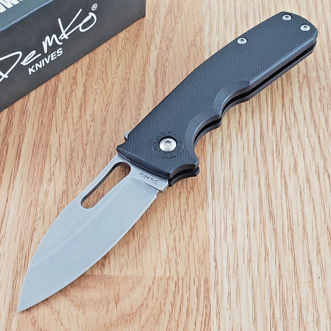 Demko Shark-Cub Folding Knife 2.63" AUS-10A Steel Clip Blade Black GRN Handle