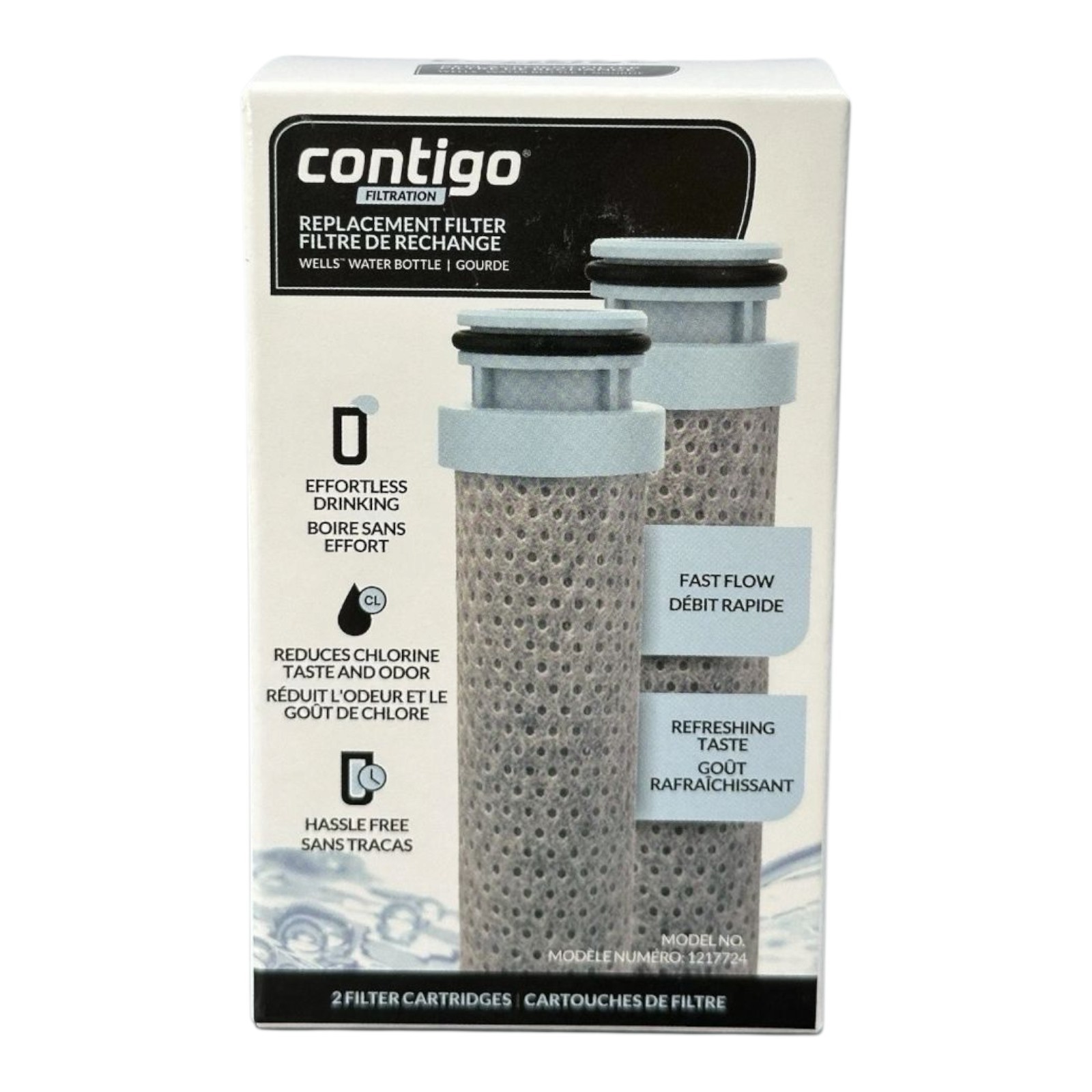 Contigo Filtration Replacement Filter Cartridges For Wells Water Bottle 2 Pack