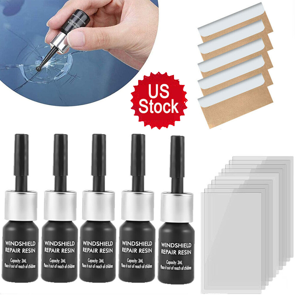 5PCS Car Window Cracks Gone Glass Repair Fluid Windshield Repair Kit-Black/White