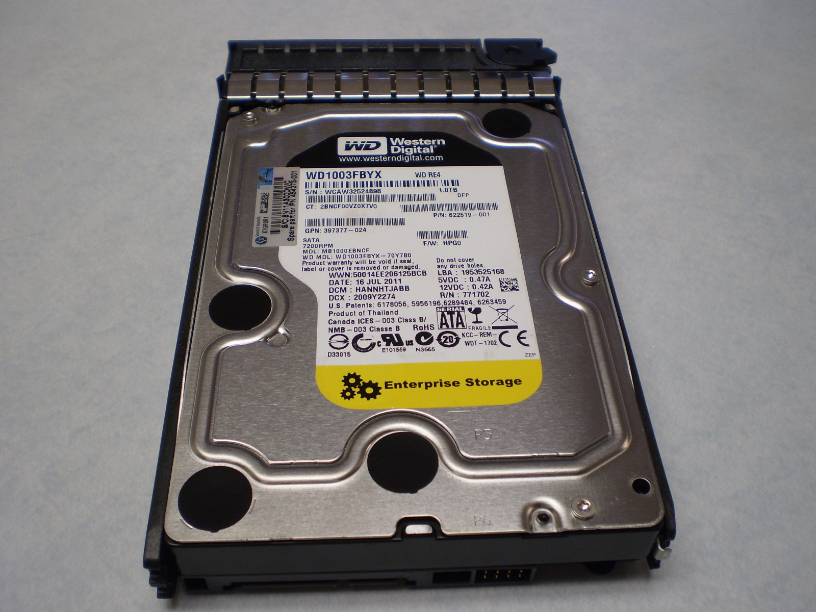 454146-B21,454273-001  HP 1TB 7.2K HP MDL SATA HARD DRIVE