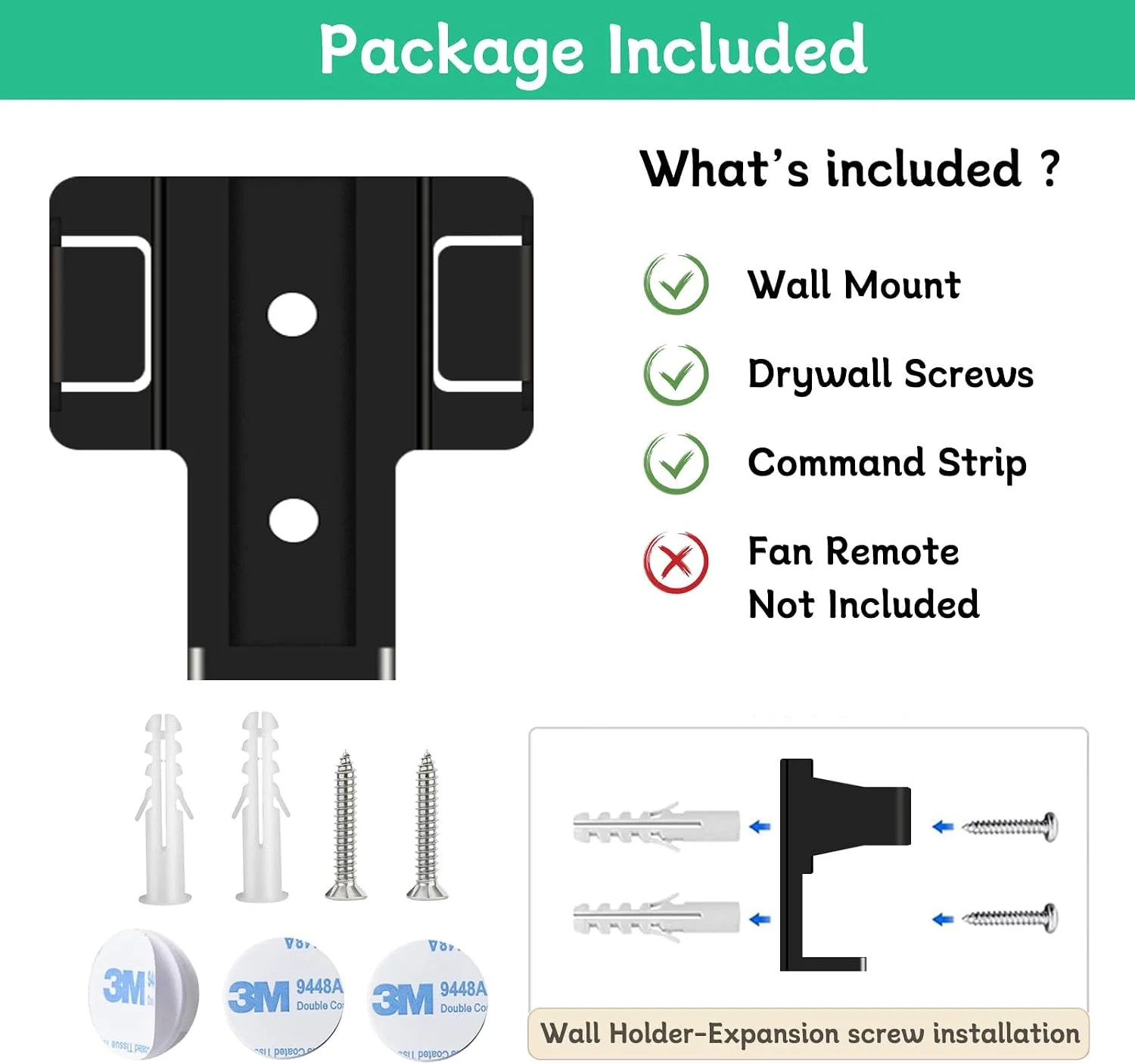 Ceiling Fan Remote Control Wall Mount Bracket for HD3/UC7225T | Suitable for Ham
