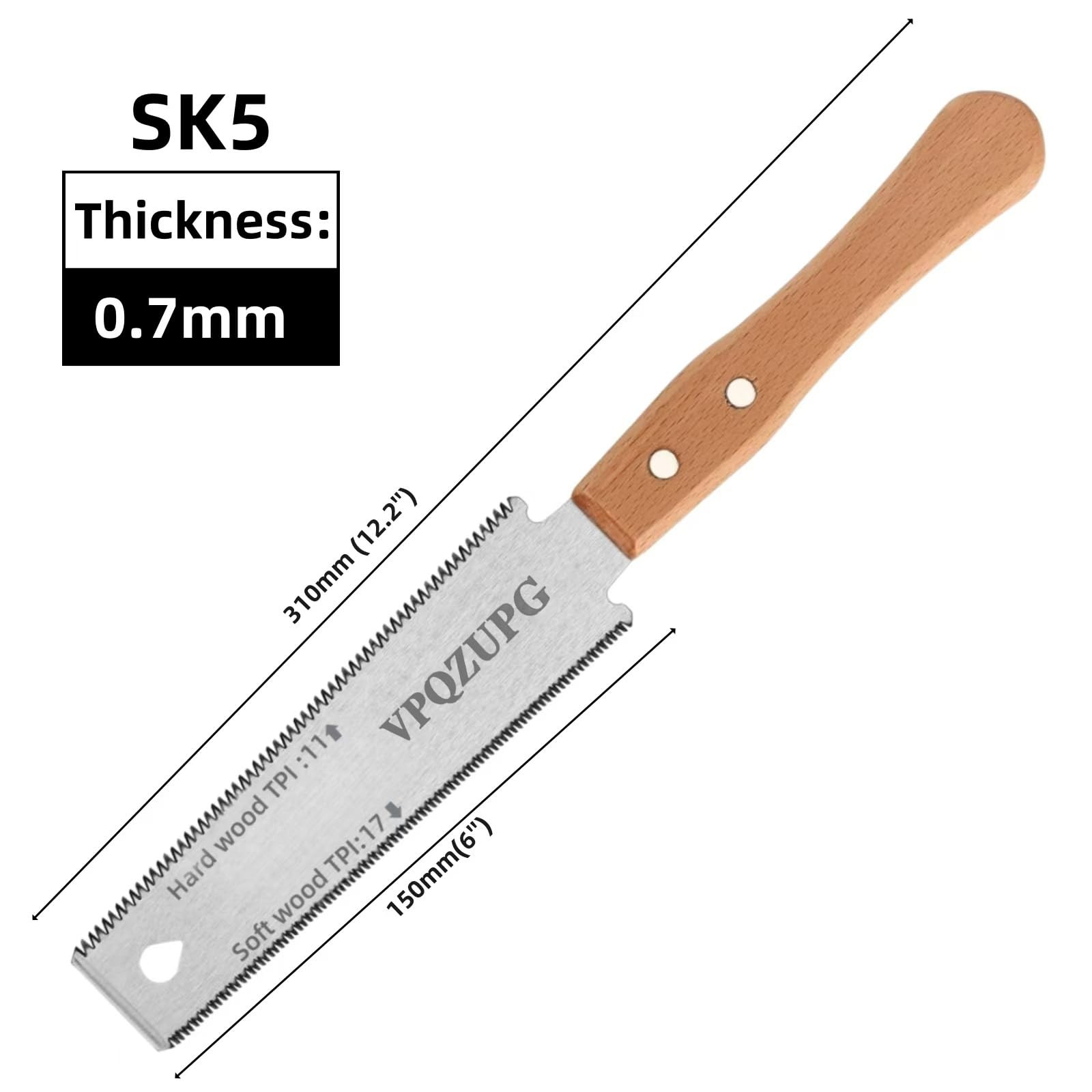 6 Inch Japanese Pull Saw，Hand Saw Woodworking Tools，Wood Handle, Sharp Silver
