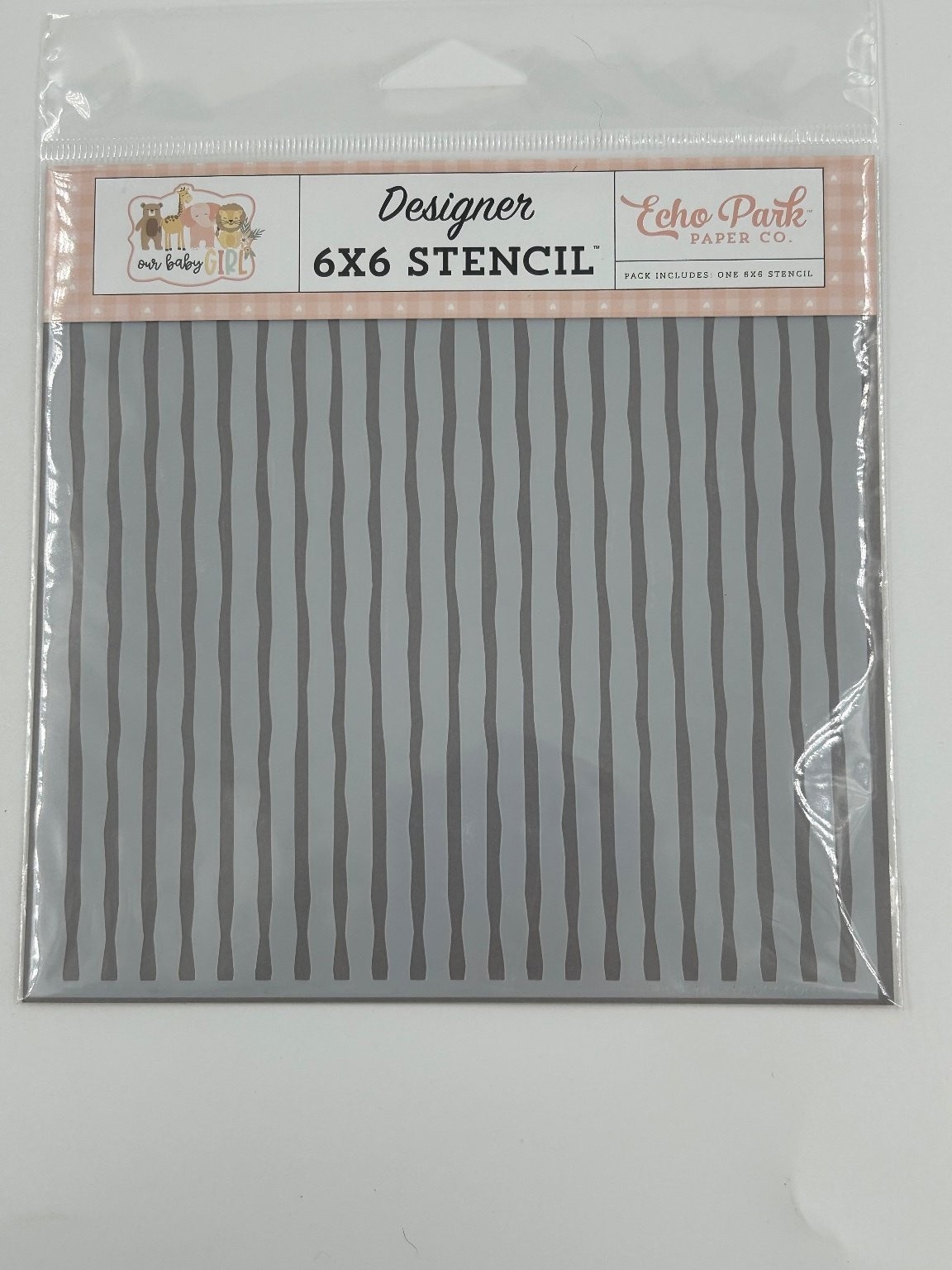 Echo Park Paper Co. Designer 6x6 Stencil Sweet Baby Stripes Scrapbooking