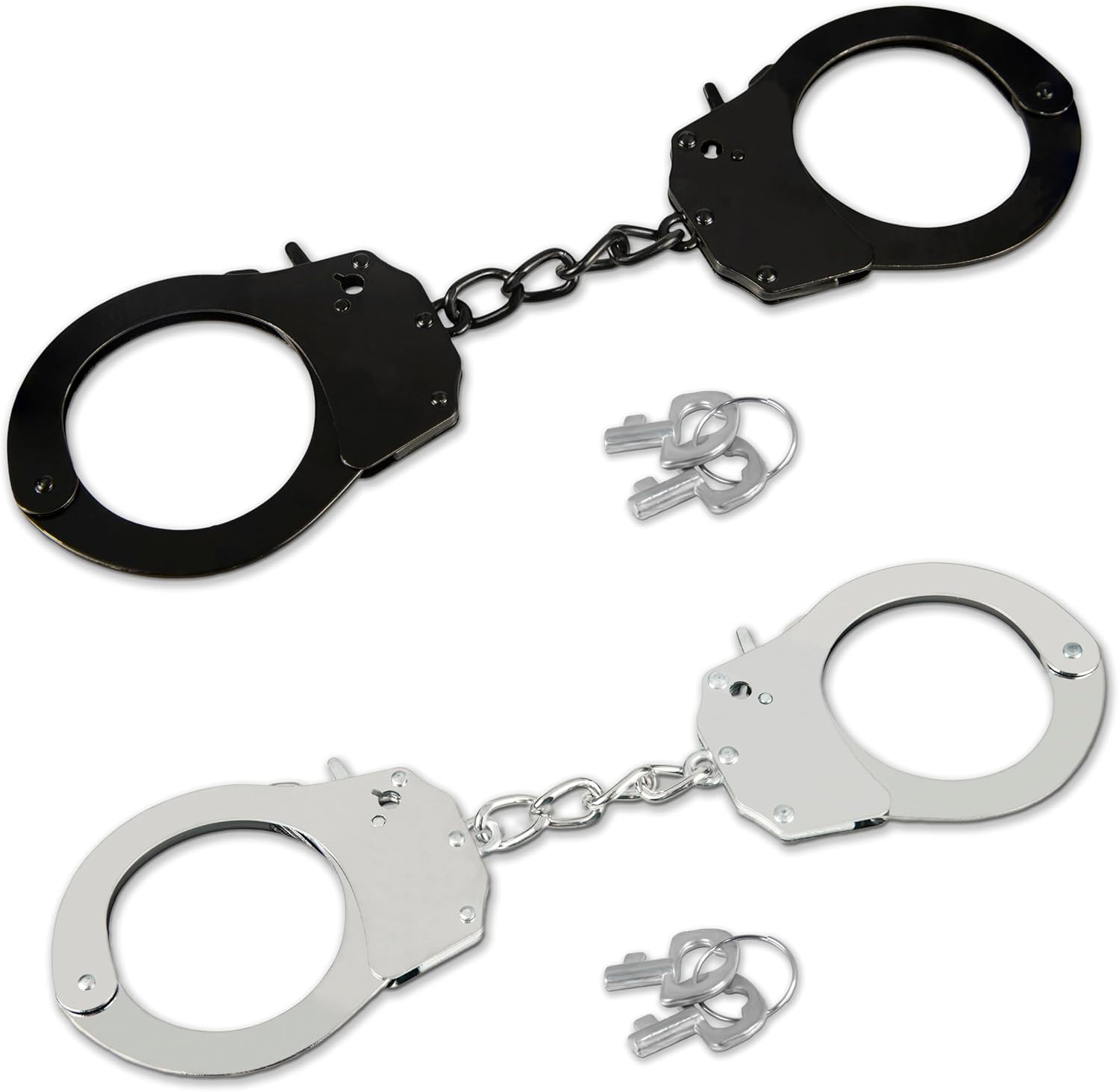 2 Pcs Toy Handcuffs with Keys, Metal Toy Handcuffs for Kids Police Pretend Play,