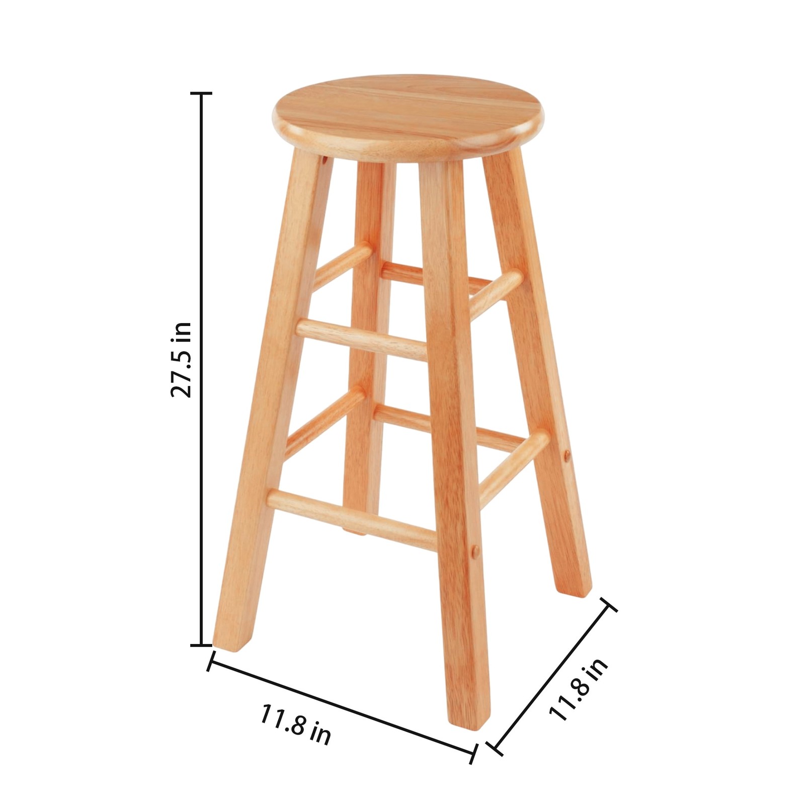 27.5'' Wooden Backless Counter Stool with Round Seat, Natural