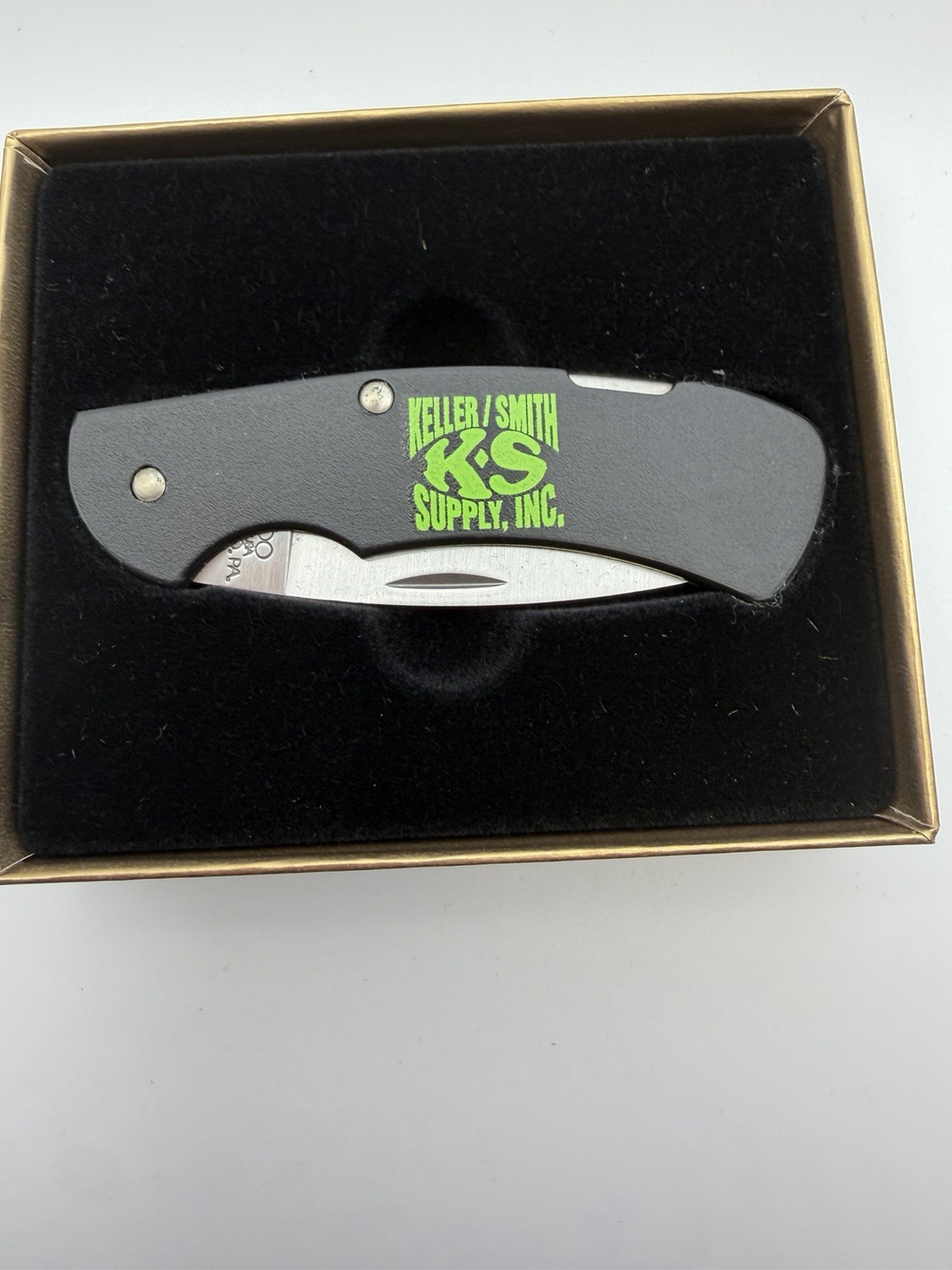 Keller Smith Supply Advertising Stainless Black Zippo Pocket Knife New