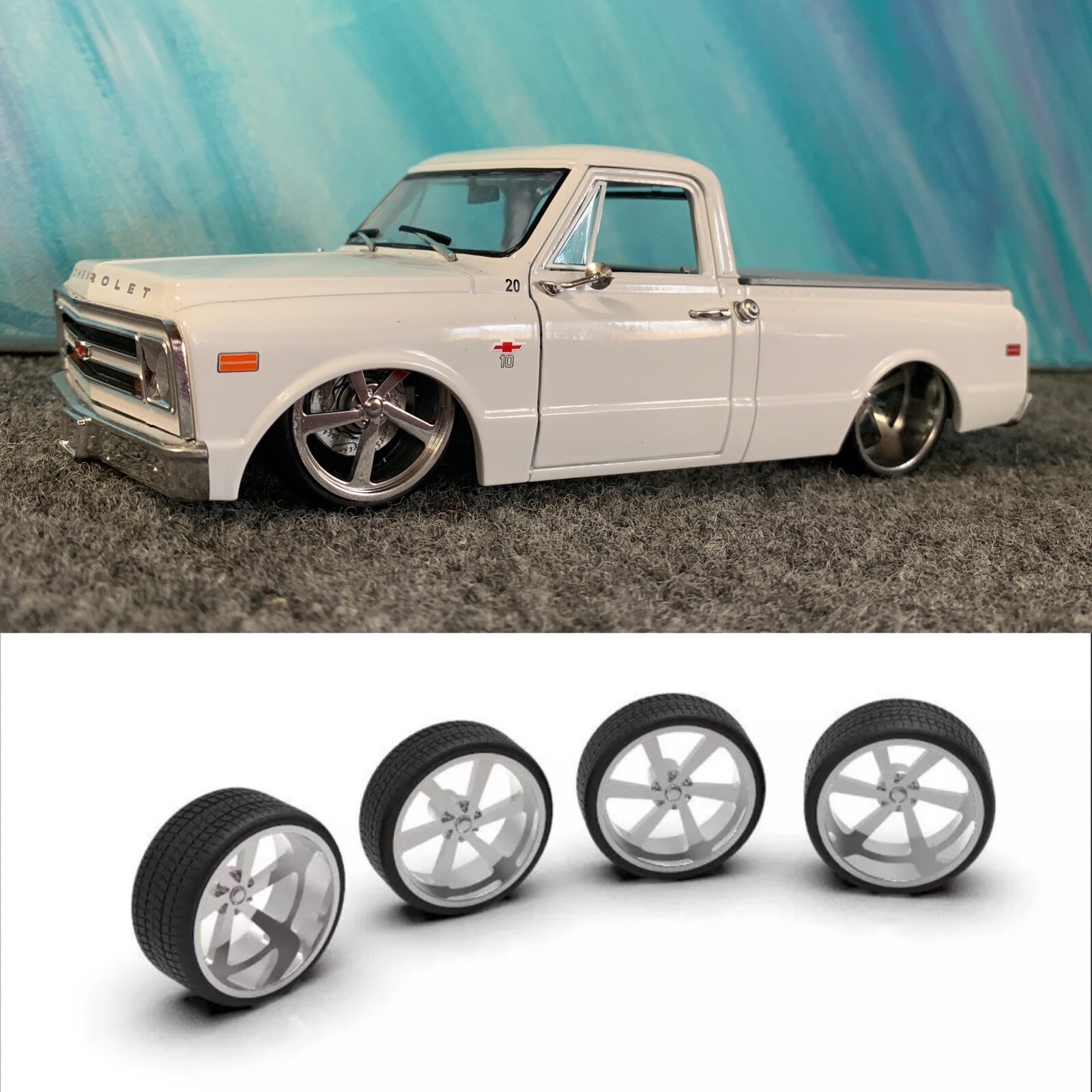 1:18 26” Aluminum Twist Six Spoke Deep And Shallow. 3d printed 43mm tall