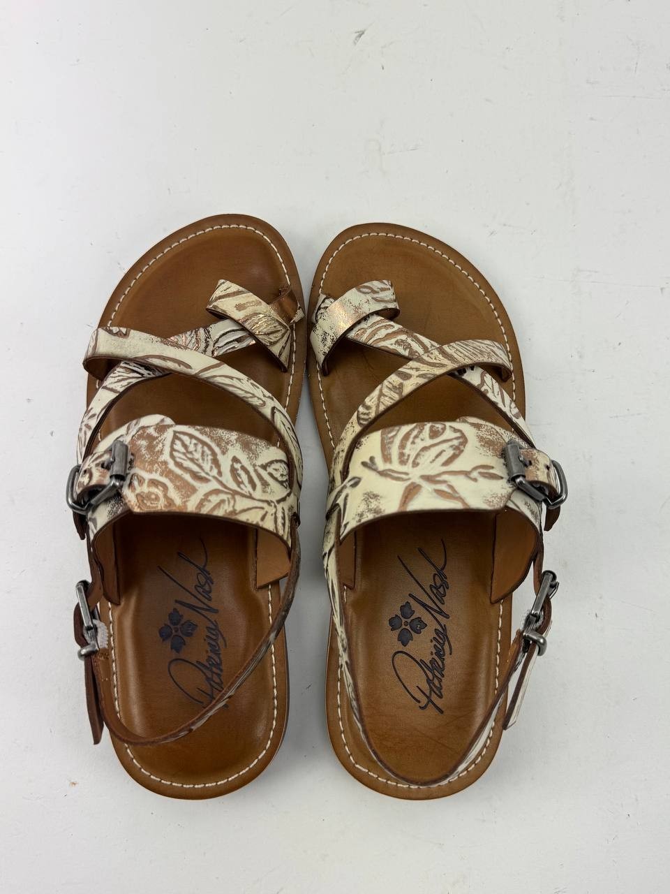 Patricia Nash Womens Fidella Leather Slingback Sandals Natural White Size 5.5M