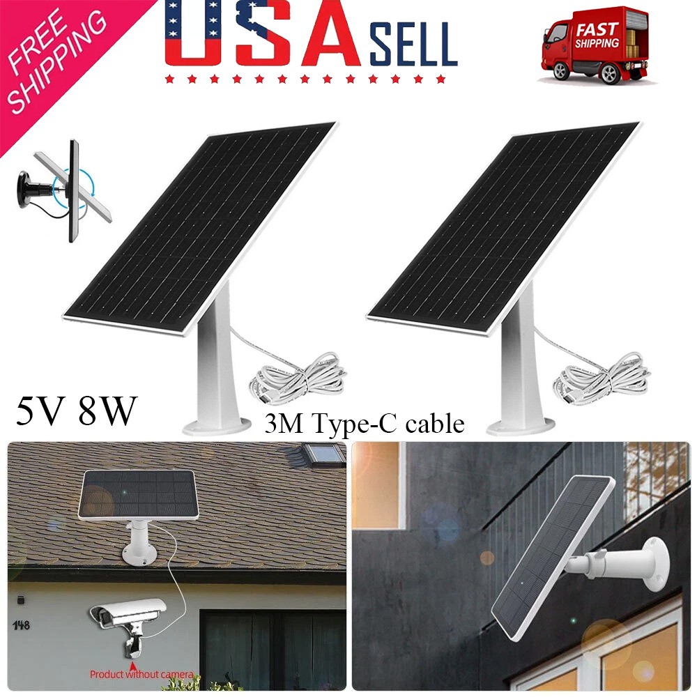 Solar Panel for Ring Spotlight Camera/Stick Up Cam Battery Charger 8W 5V Output