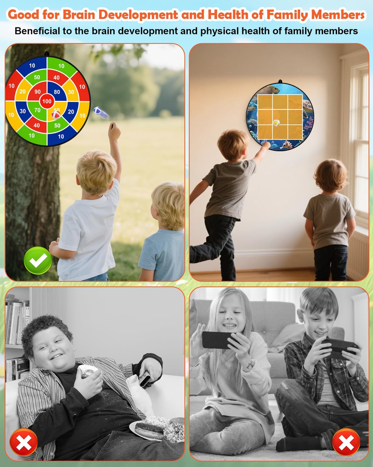 Giant Tic Tac Toe Outdoor Games, Bean Bag Toss Games, 26" Dart Board Game Dou...