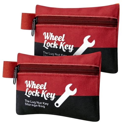 2Pack Wheel Lock Key Storage Pouch with Zipper() | Canvas Wheel Lock Key Red