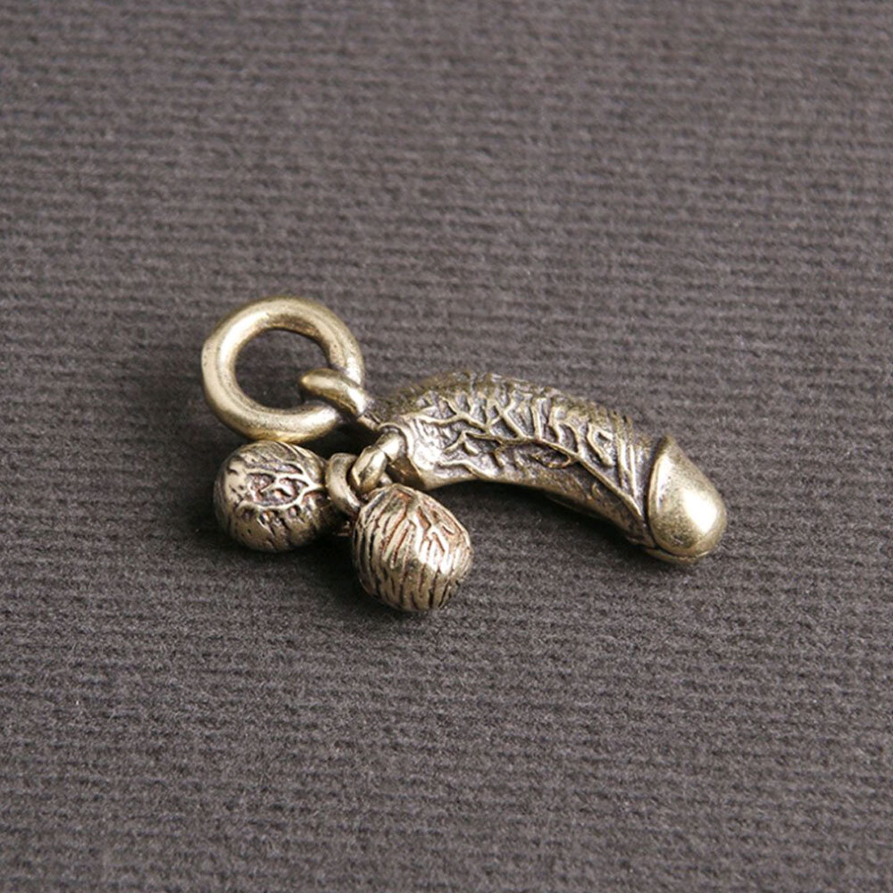 Creative Mini Brass Male Penis Pendant Car KeyChain Funny Simulation Chick Ring