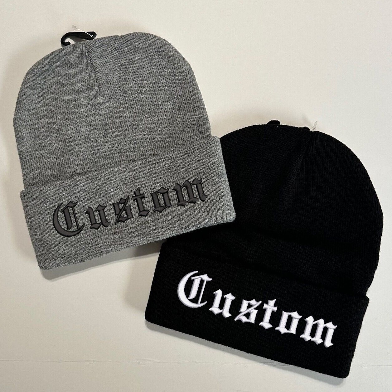 Beanie Embroidered Custom Your Text old English - Stitched your text - gift