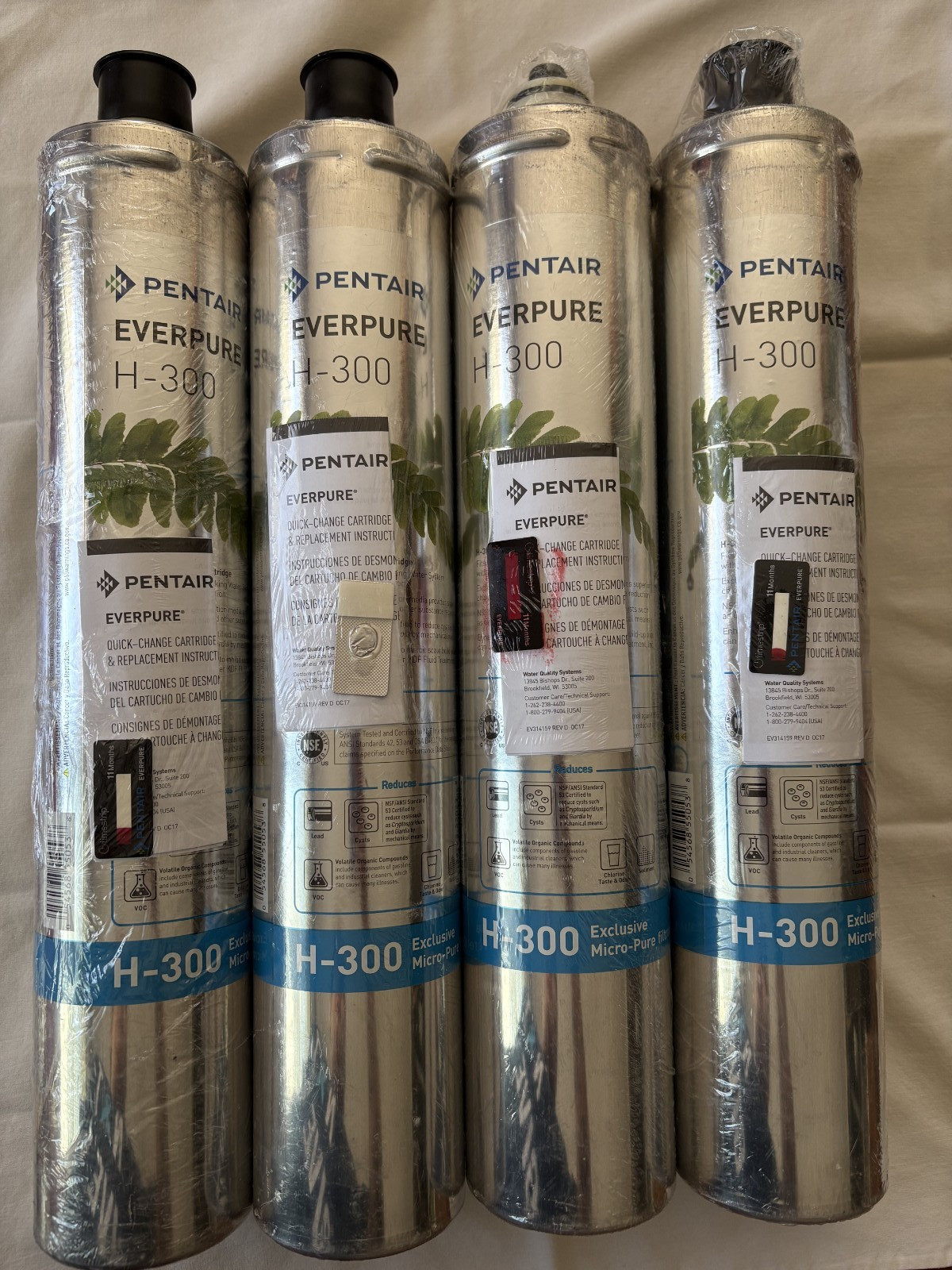 Lot of Four (4) Pentair Everpure H-300 Exclusive Micro-Pure Filtration EV927071