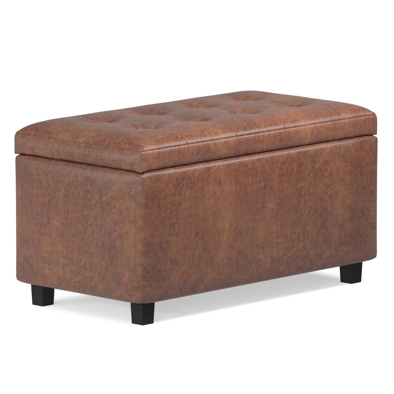 Cosmopolitan Storage Ottoman - 34 inch Wide Upholstered Vegan Leather Rectang...