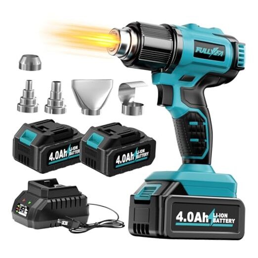Heat Gun Cordless, Portable Hot Air Gun Kit with 5 Nozzles, Max 550℃/1022℉,