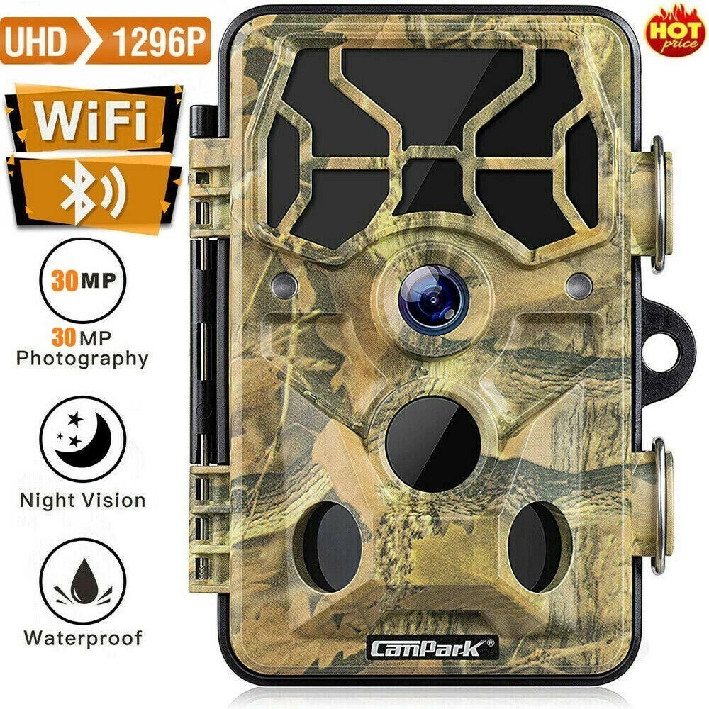 30MP 1296P WiFi Bluetooth Trail Camera Hunting Game Wildlife Cam IR Night Vision