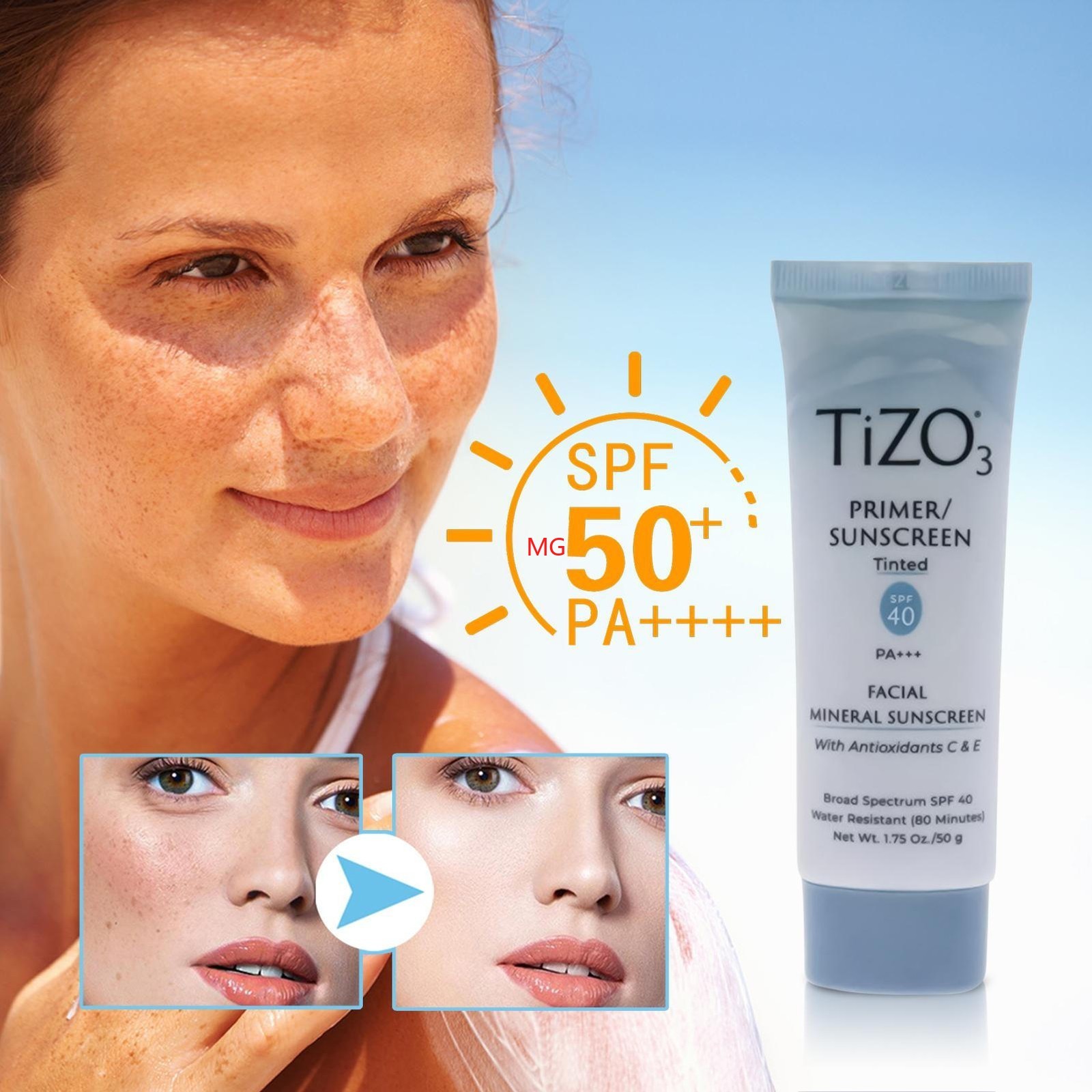Tizo 3 Mineral Facial Primer Sunscreen Tinted SPF 40 50g 1.75oz New Box