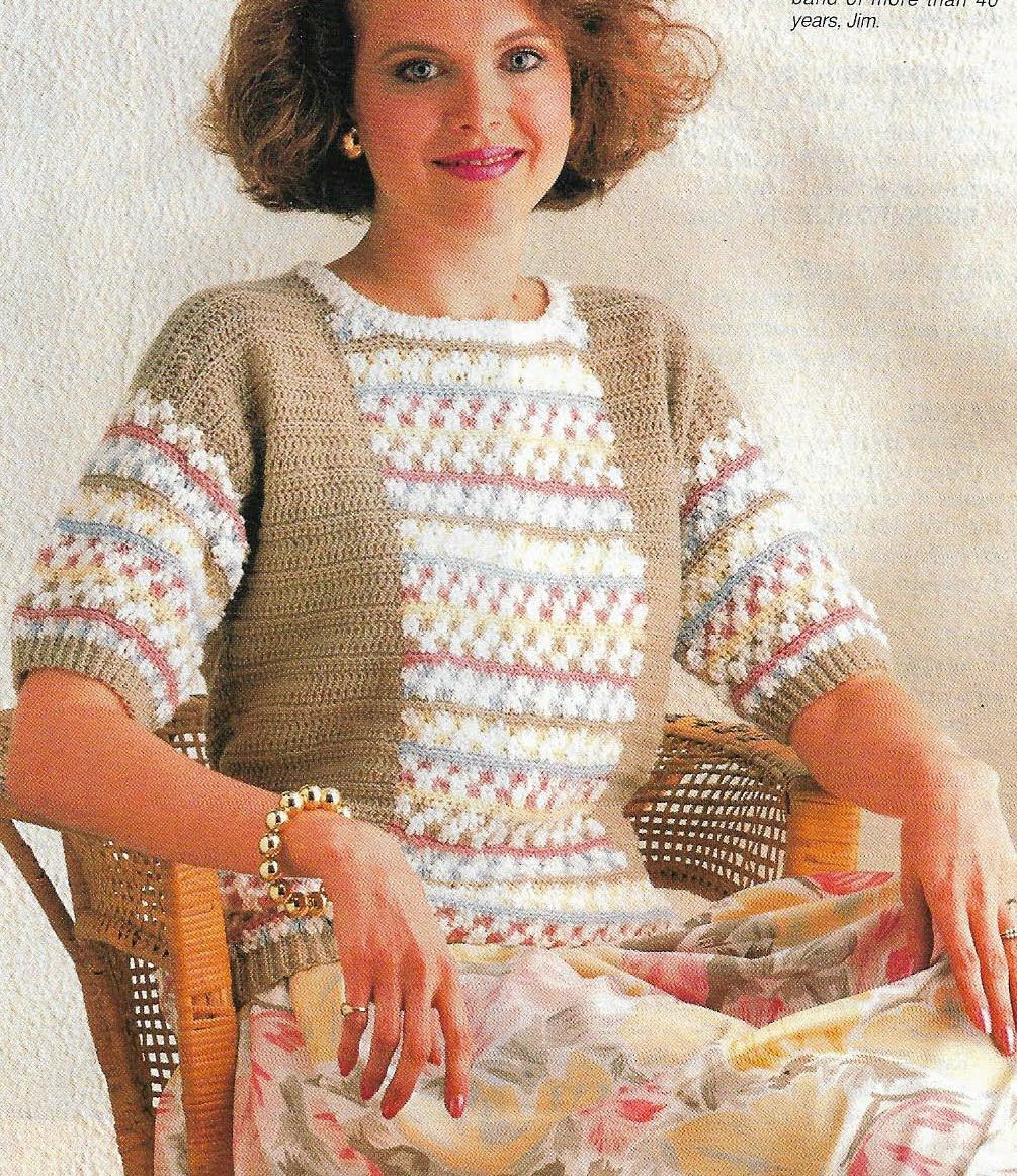 TEXTURED TOP SWEATER 6 SIZES WOMEN'S DIGEST SIZE CROCHET PATTERN INSTRUCTIONS