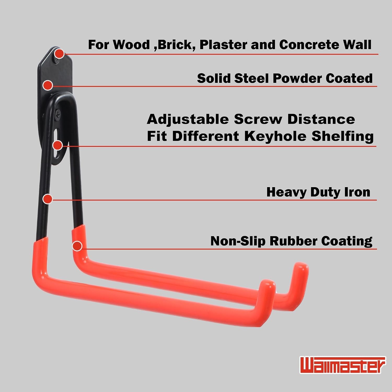 Wallmaster 7-Pcs Boltless Shelving Hooks, 400lbs, Adjustable Garage Storage
