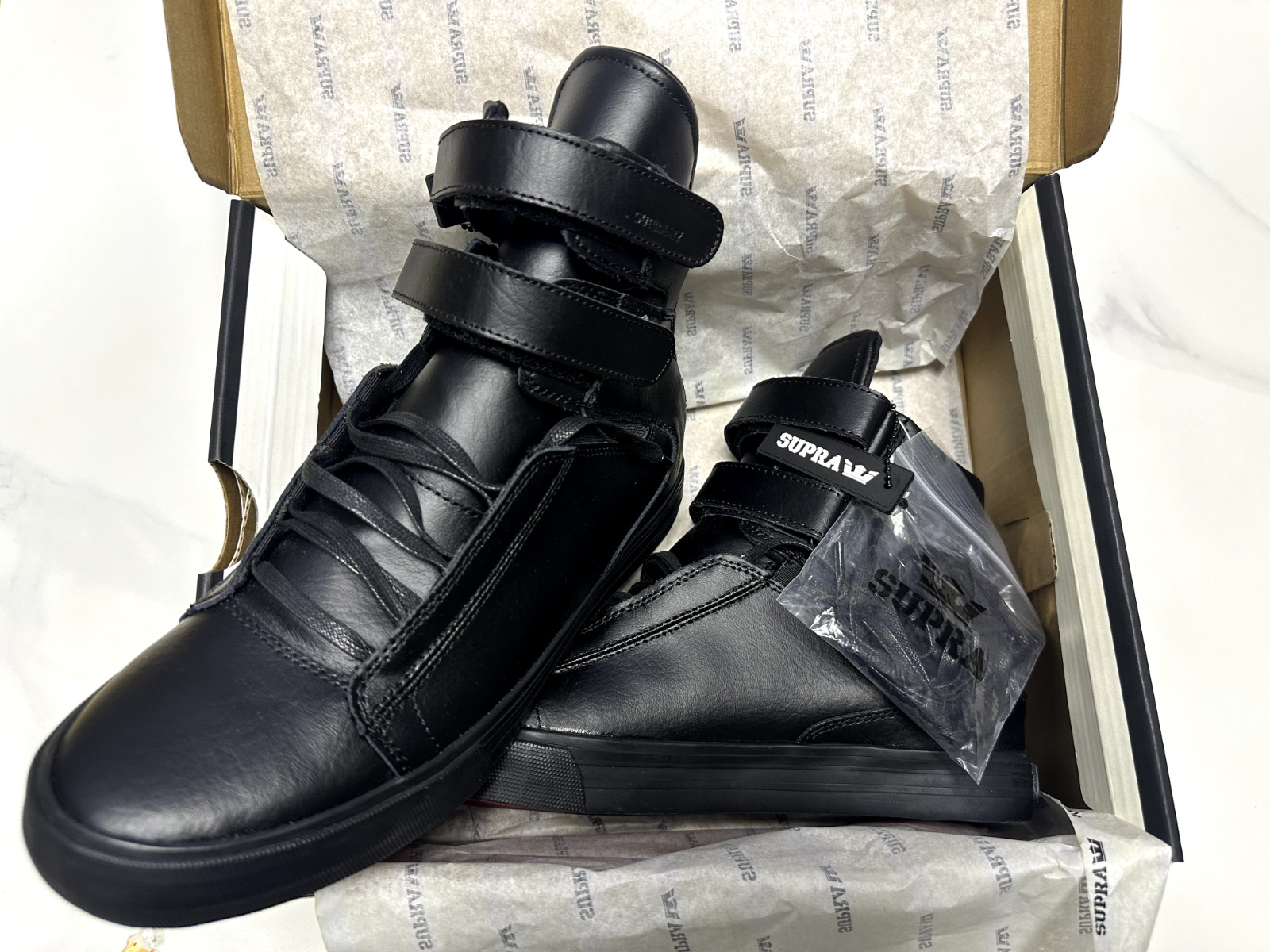 Lovesong Supra TK Society All Black High Top Red Sole Black Samurai Men's shoe