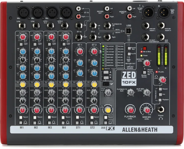 Allen & Heath ZED-10FX 10-channel Mixer with USB Audio Interface and Effects
