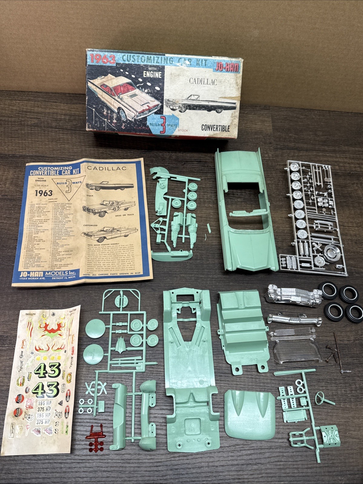 1963 Jo-Han Cadillac Coupe De Ville Customizing Car Kit  3-Way Build  NIB
