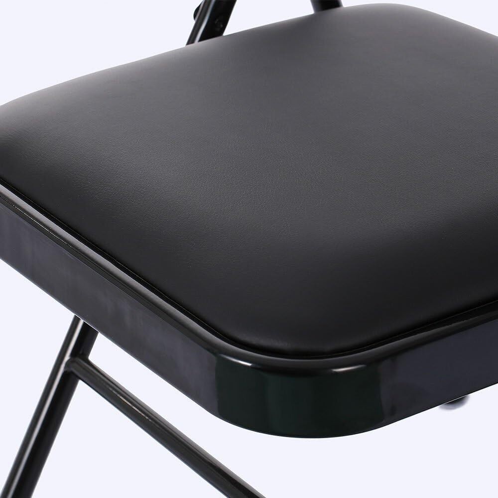 6 Pack Black Folding Chairs with Padded Seats Portable Stackable Commercial Seat