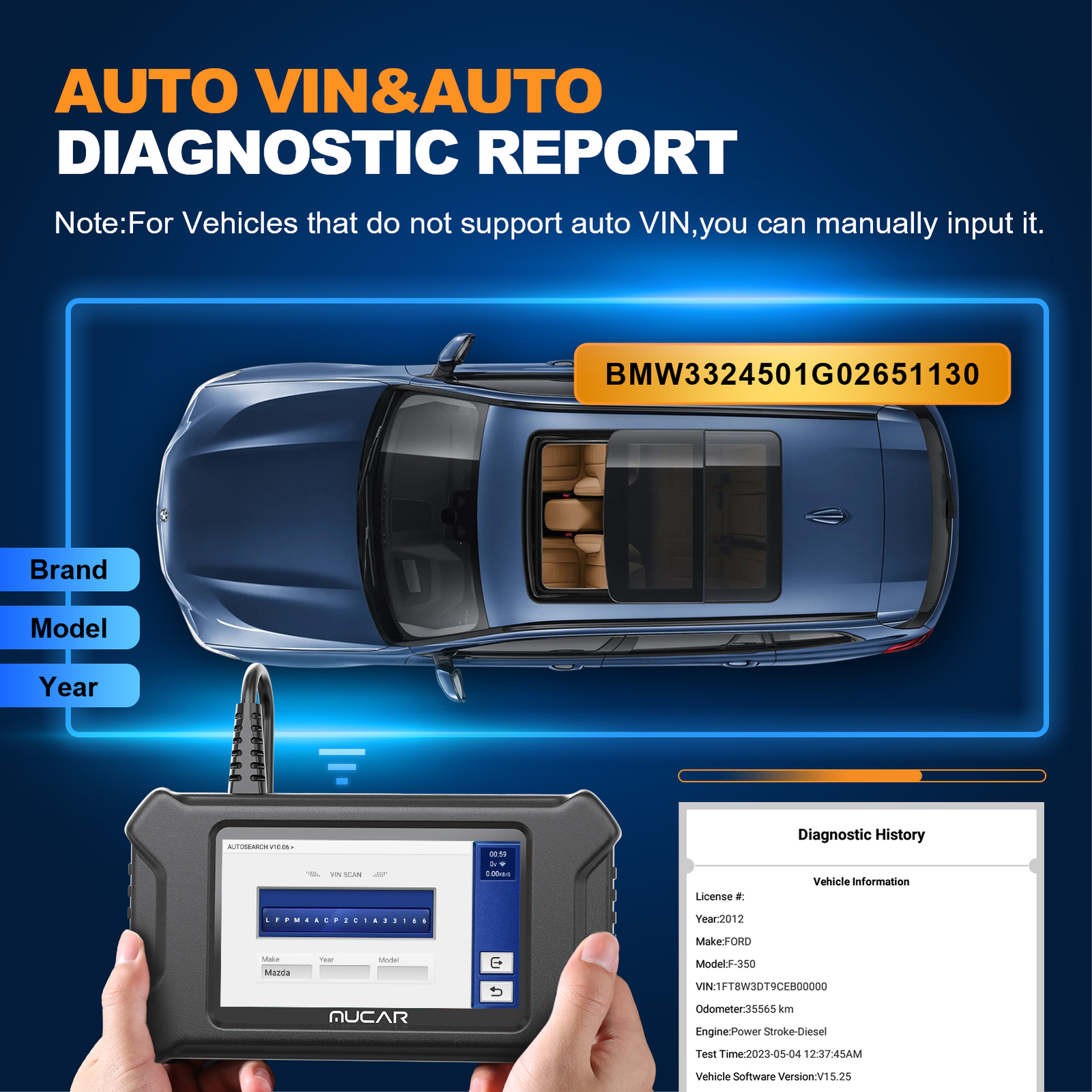 MUCAR CS4 Diagnostic Scanner Tool OBD2 Code Reader Engine SRS ABS Oil EPB SAS US