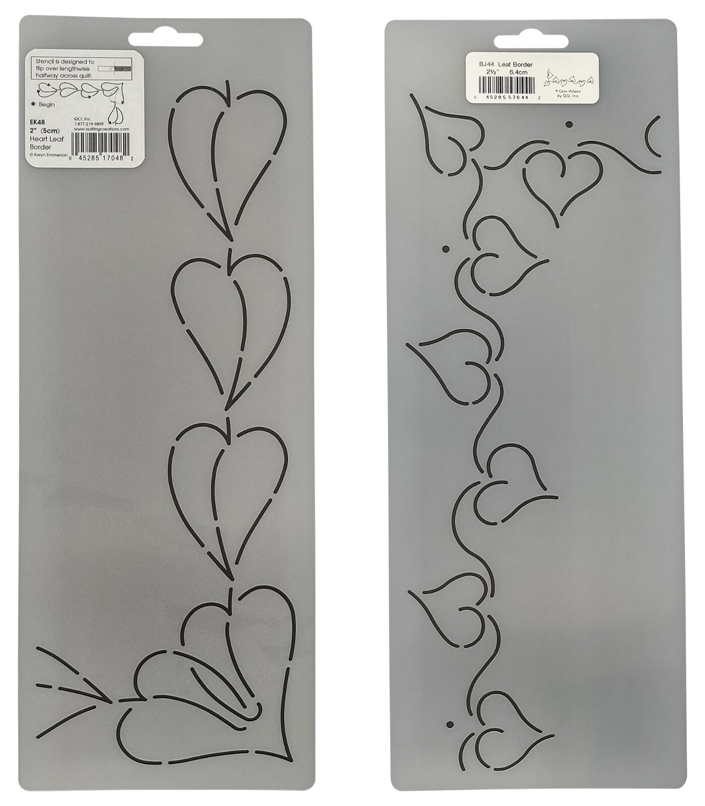 2 Quilting Stencils Heart Leaf Borders Leaves Quilt Pattern Quilters Template