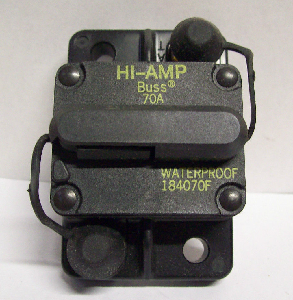 Buss Hi-Amp 70 Amp Boat Circuit Breaker Switch 42 VDC Waterproof 184070F