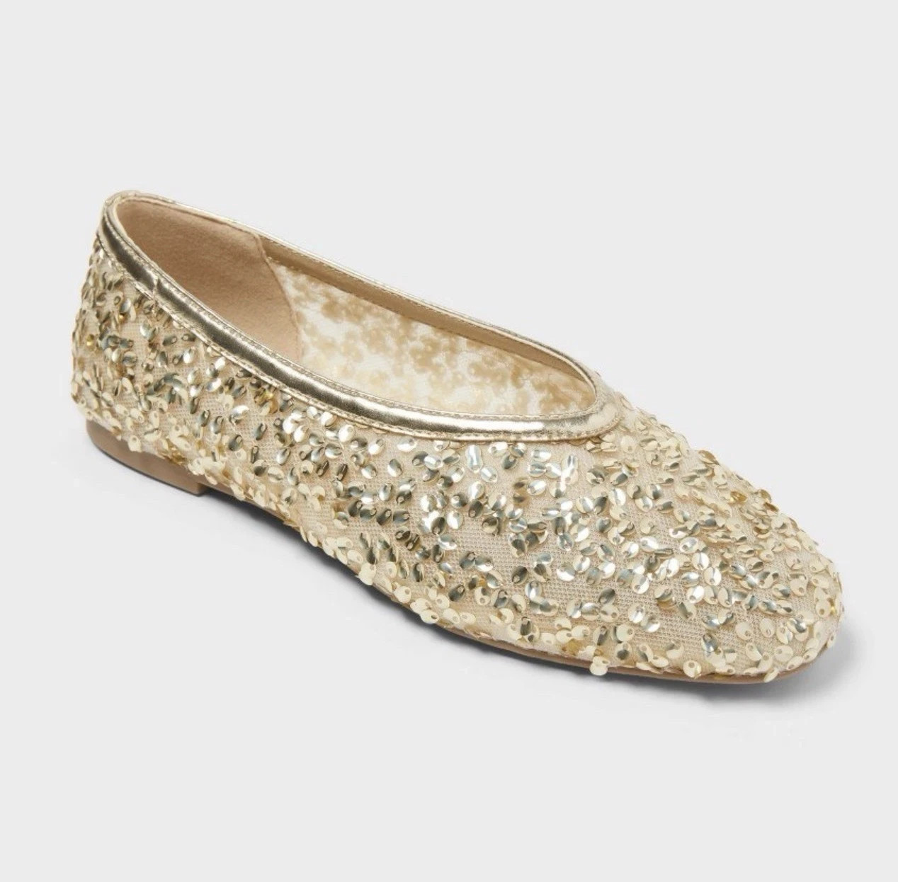 A New Day Gold Sequin Ballet Flats Round Toe Slip-On