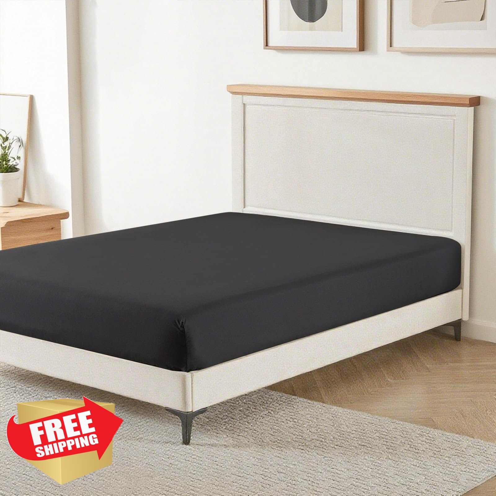 Ranunculus Full Black 2-Pack Fitted Sheet