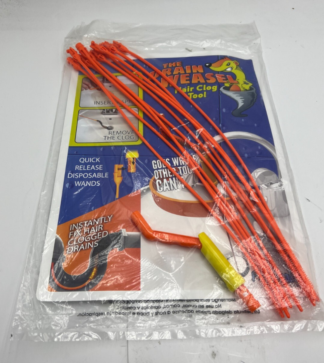 The Drain Weasel DWPSK10M Sink Snake Hair Clog Remover Tool Orange