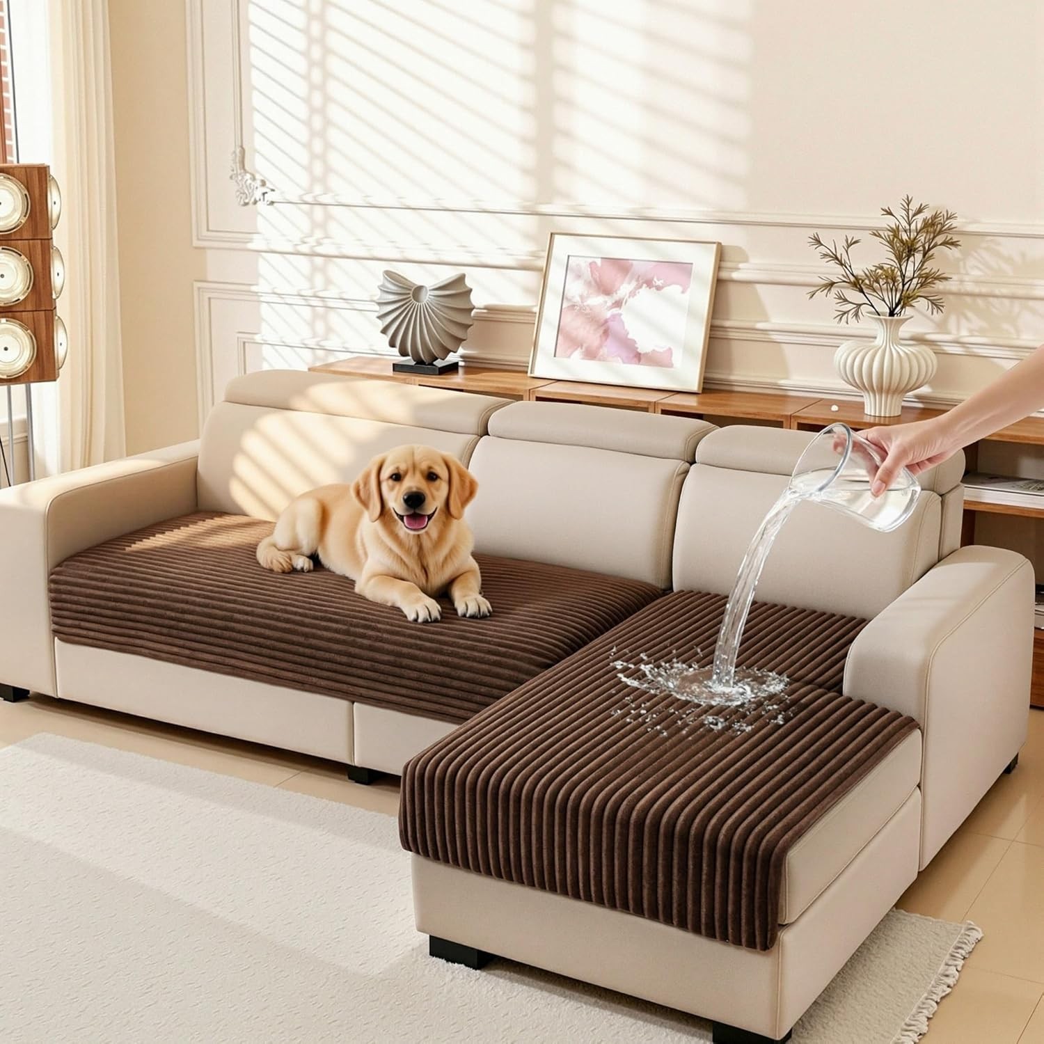 L Shaped Couch Covers, 2 Pieces 100% Waterproof Sectional Sofa Covers, Furniture