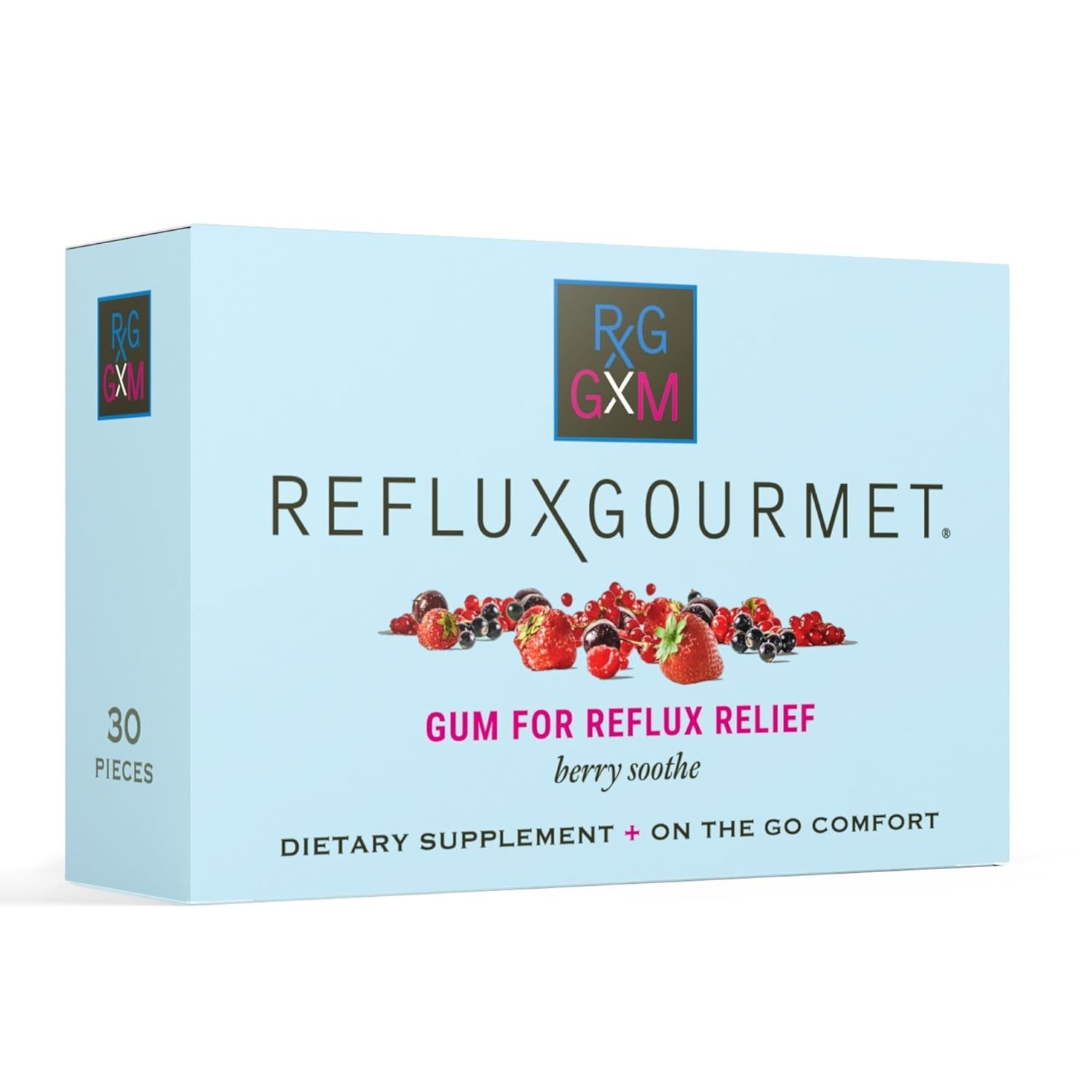 Reflux Gourmet Berry Soothe Gum Alginate Therapy Sodium Bicarbonate Gum for A...