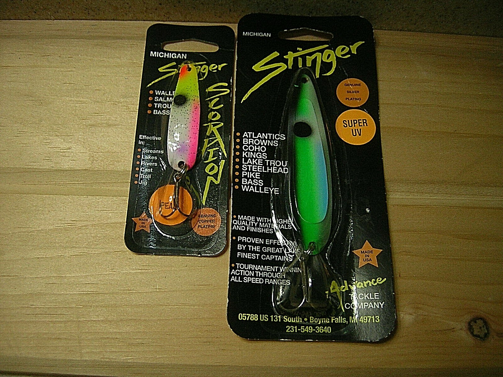 NEW TWO (2) Michigan Stinger UV Spoons-Assorted Colors & Sizes