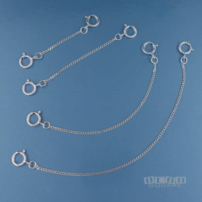 Sterling Silver Curb Chain Extender Connectors w/Spring Ring Clasps [1.5" - 4"]