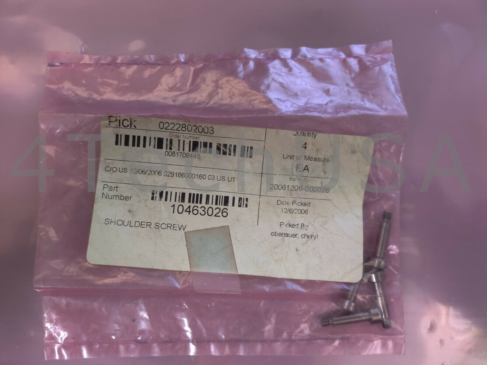 Universal Instruments Shoulder Screw 10463026