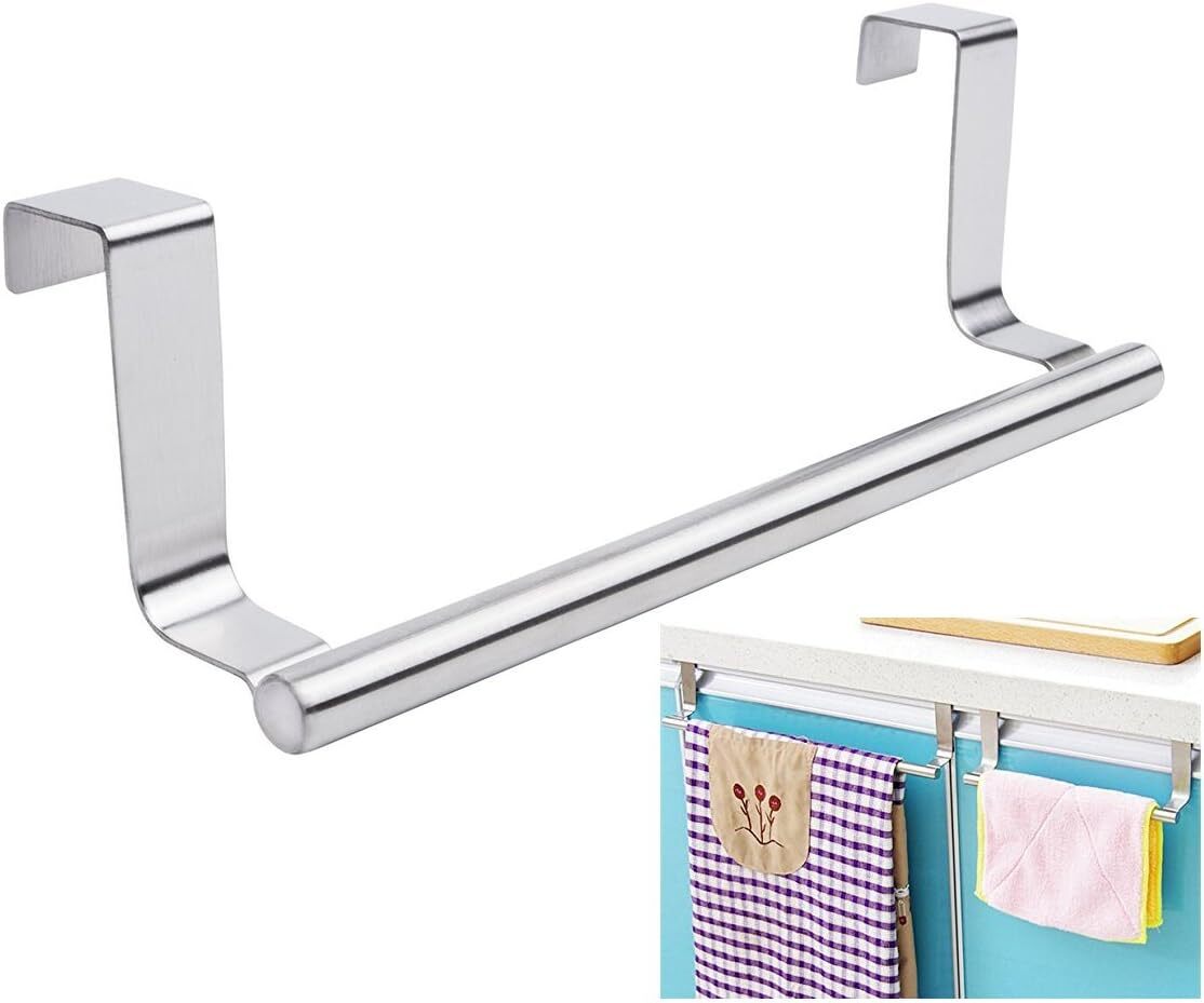Mziart Modern Towel Bar with Hooks for 9 inch, Brushed Stainless-steel