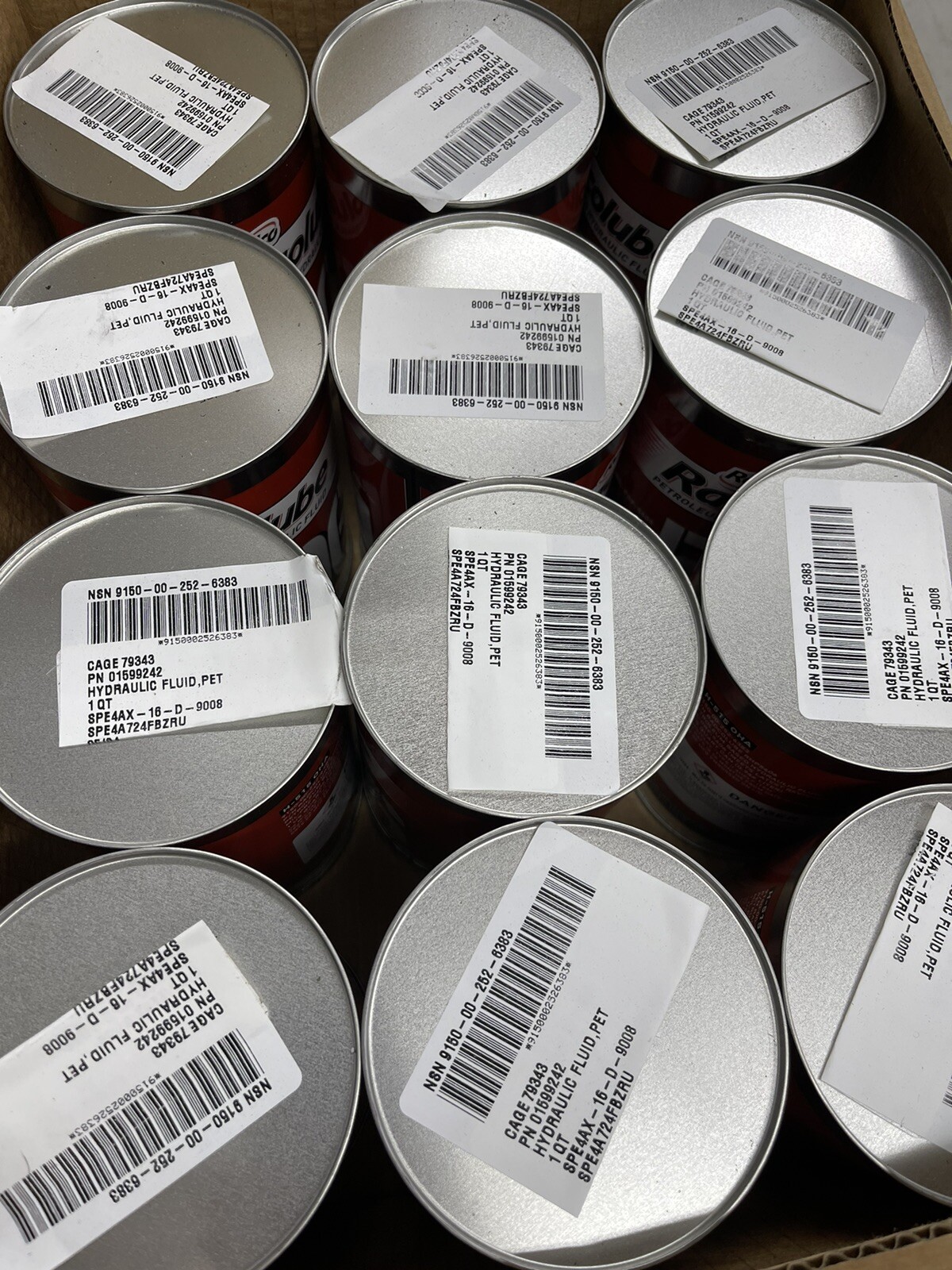 12 Quarts Radco Radcolube RHP 5606 Red MIL-PRF-5606J Aviation Hydraulic Fluid