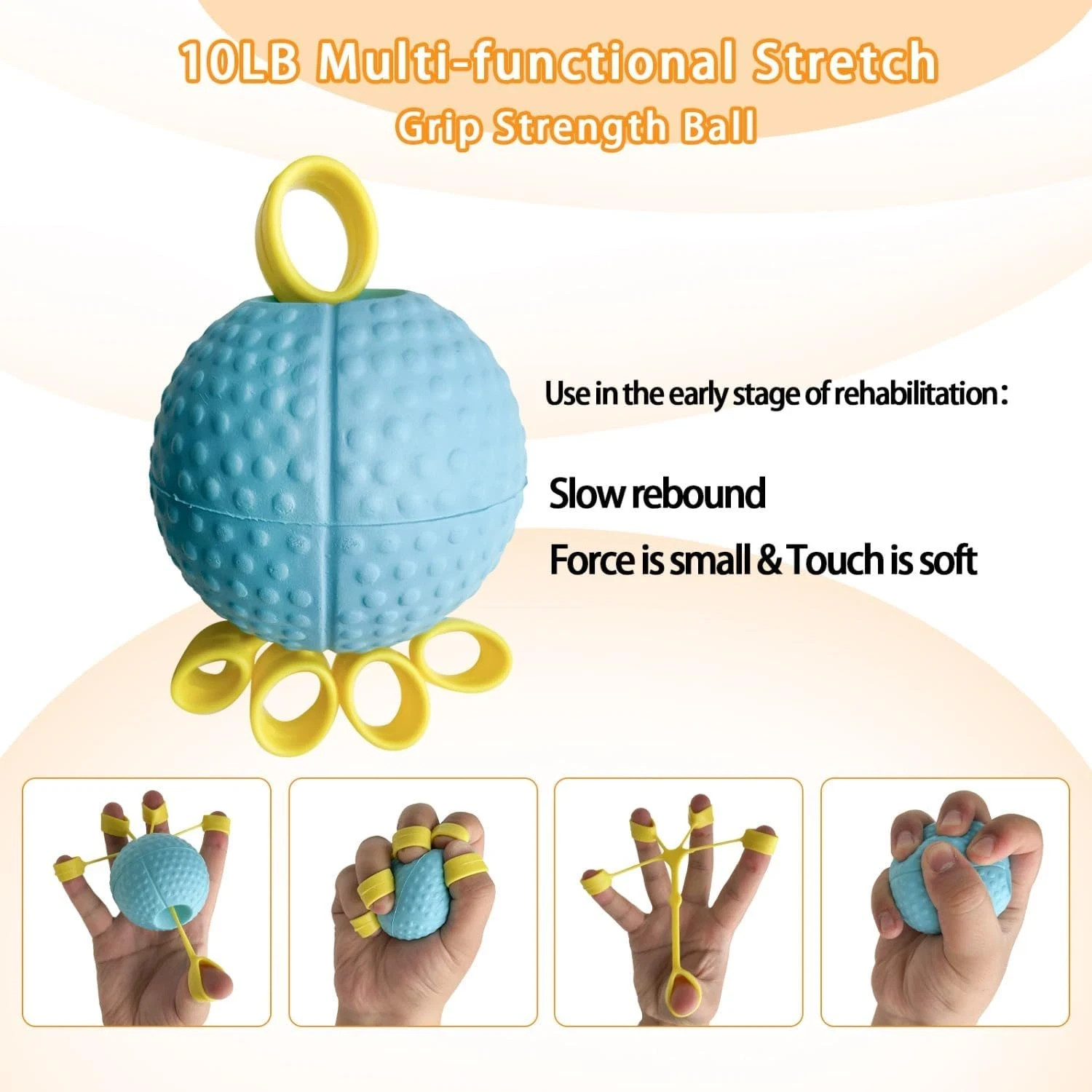 Hand Exercise Ball Squeeze Balls for Hand Therapy Finger Extension Exerciser Fin