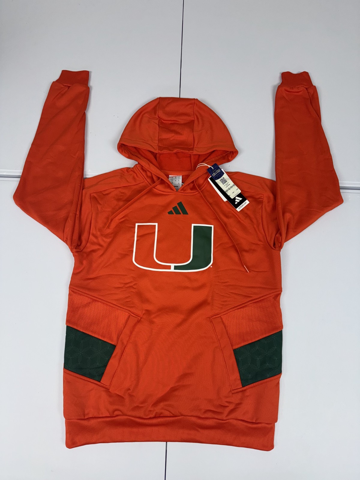 Adidas Miami Hurricanes Orange Sideline Travel Hoodie IQ0283 Men’s Pick Size