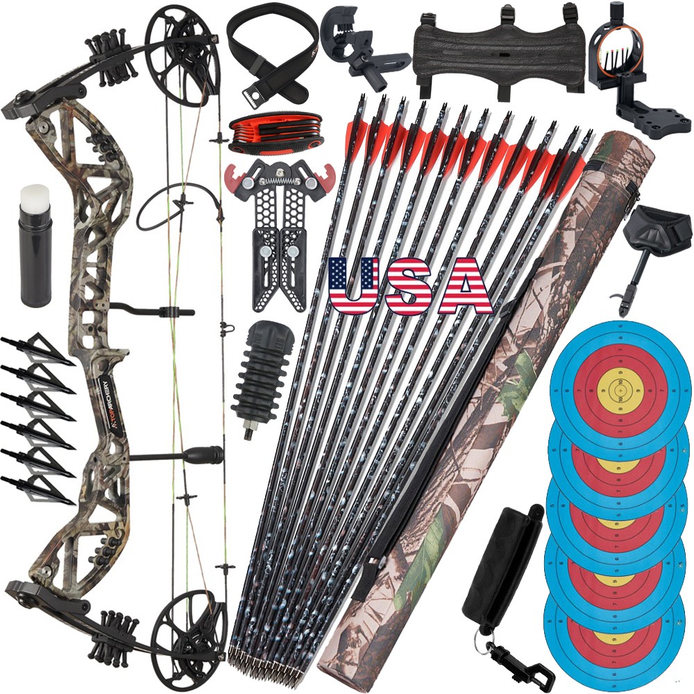 310FPS Compound Bow for Adults 30-70LBS Adjustable Archery Hunting Training Set